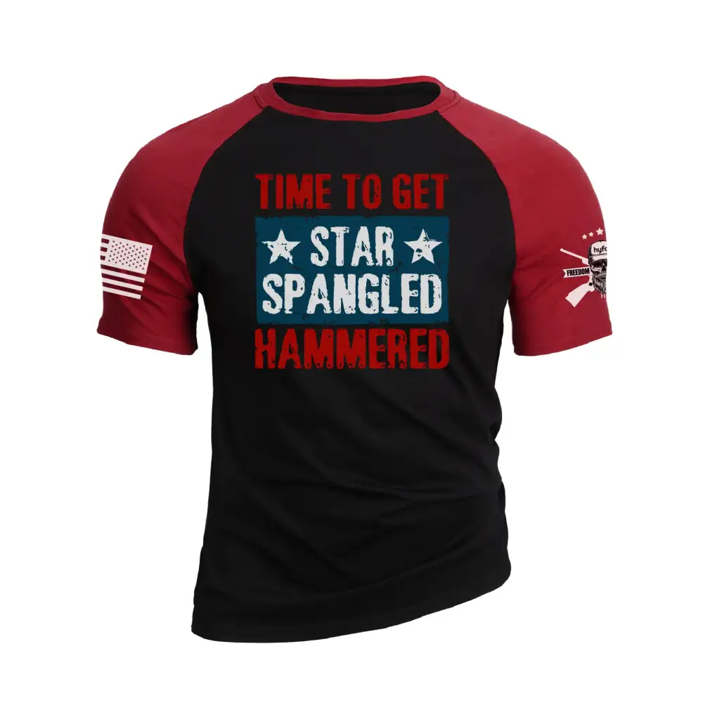 TIME TO GET STAR SPANGLED HAMMERED RAGLAN GRAPHIC TEE