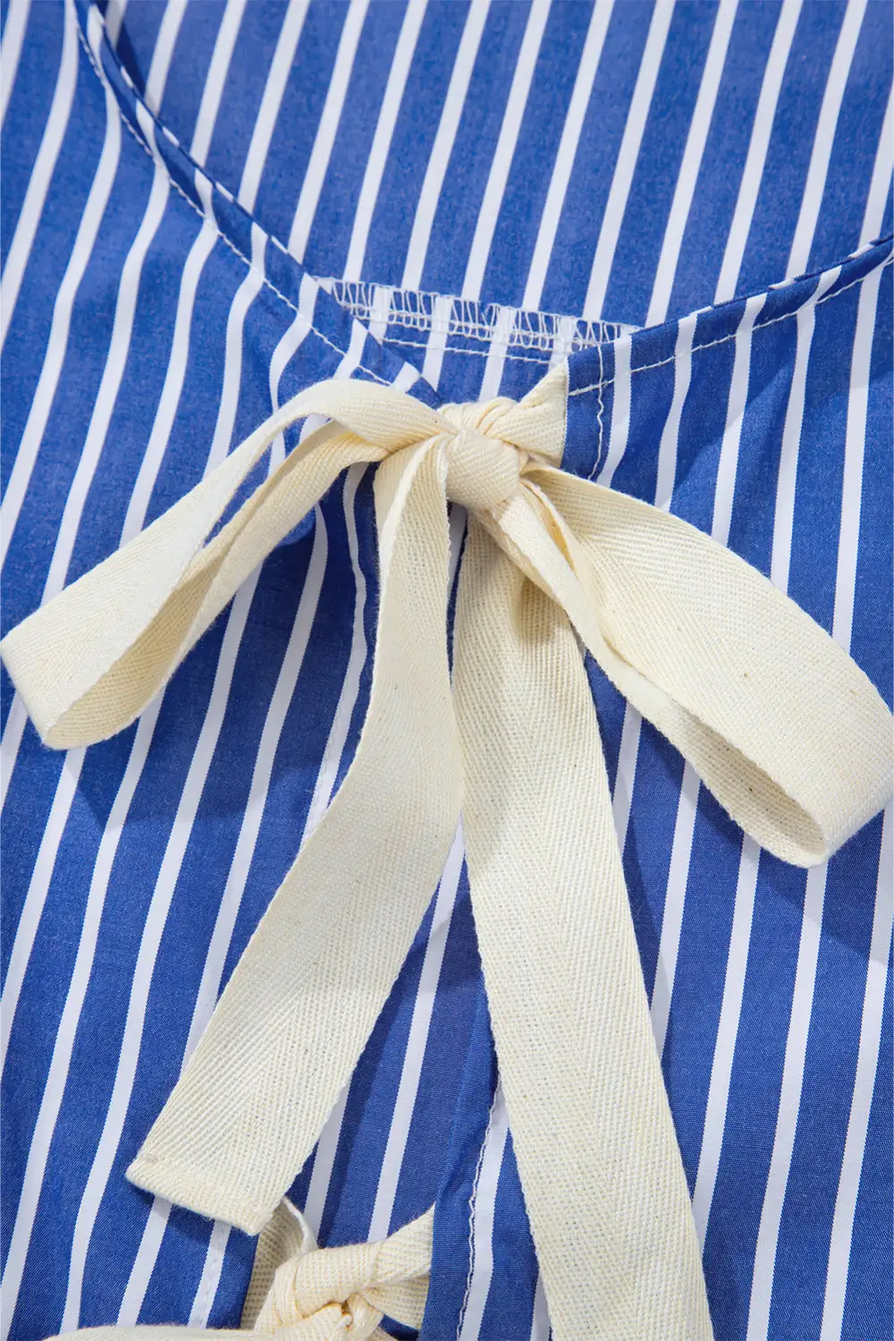 Striped Bow Detail Puff Sleeve Blouse