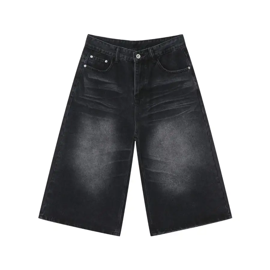 Men's Washed Denim Shorts with Pockets