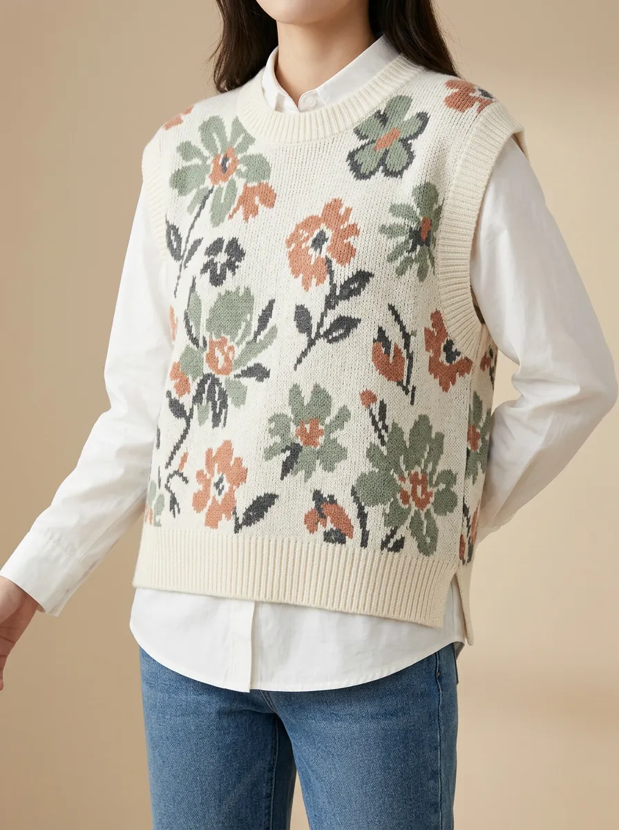 Floral Sweater Vest