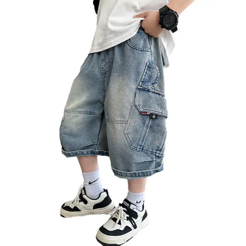 Men's Straight Fit Denim Cargo Shorts for Daily Wear