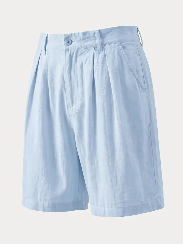 Men's High Rise Pleated Chino Shorts