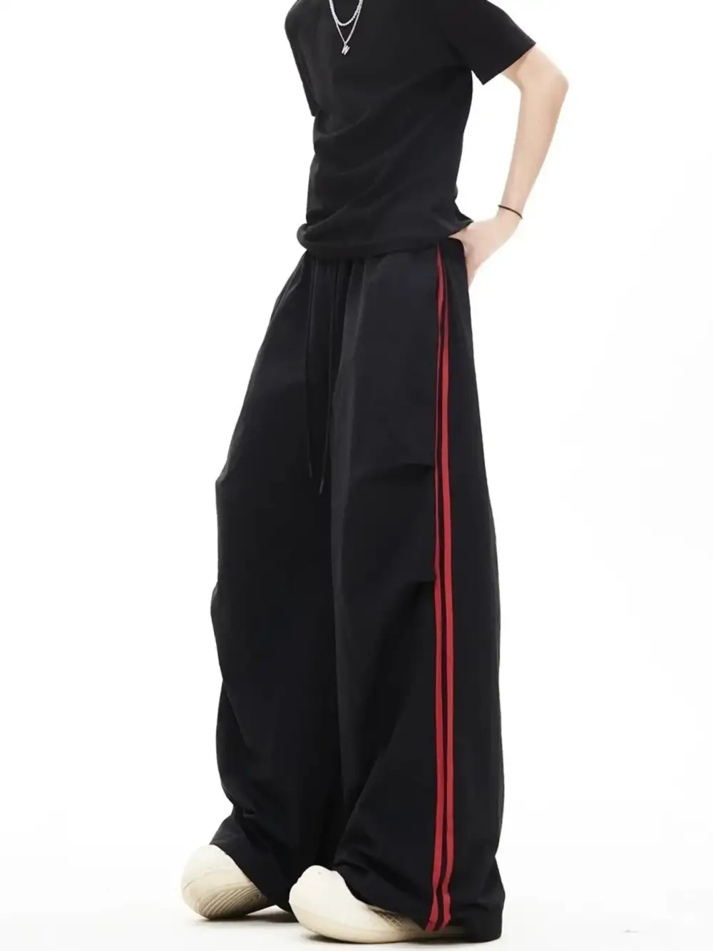 Men's Wide Leg Pants with Side Stripes