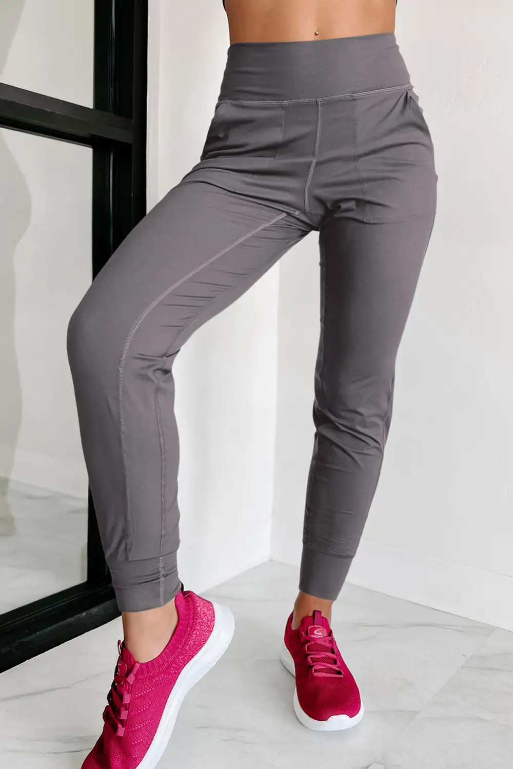 Refined High-Waist Pocketed Jogger Pants