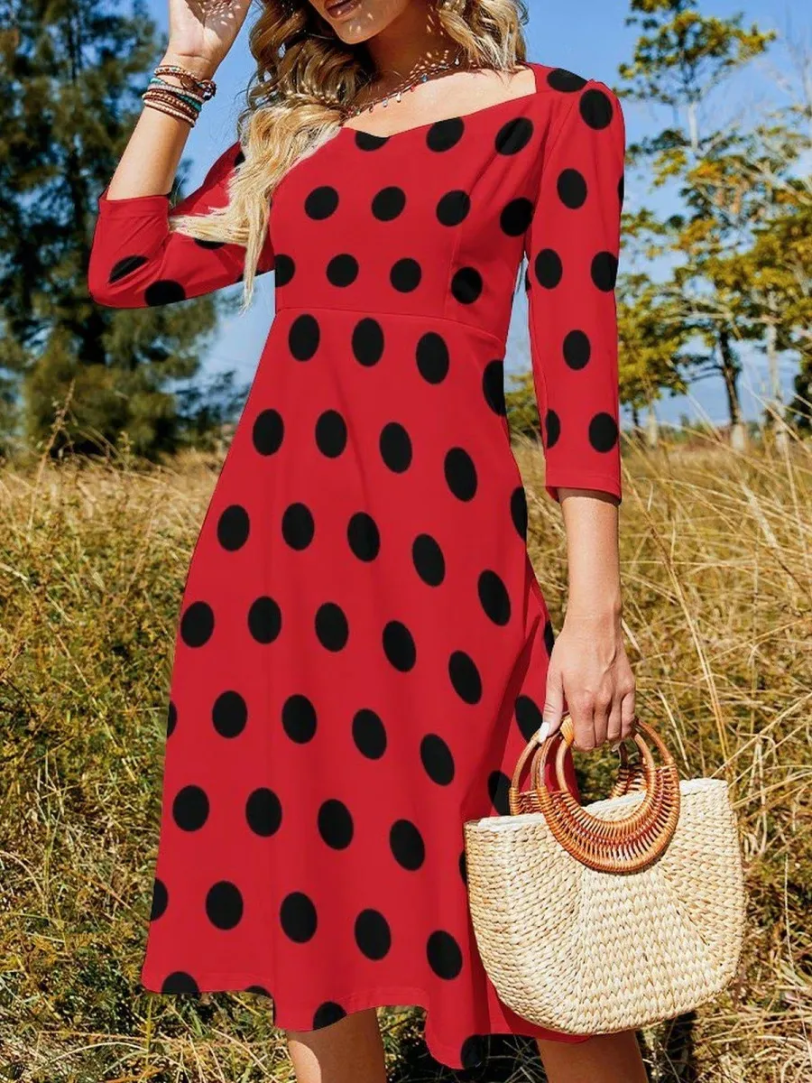 Polka Dot Contrast Color Dress