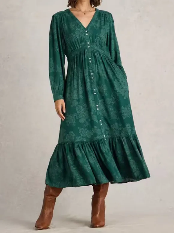 Midi Dress In Teal Print