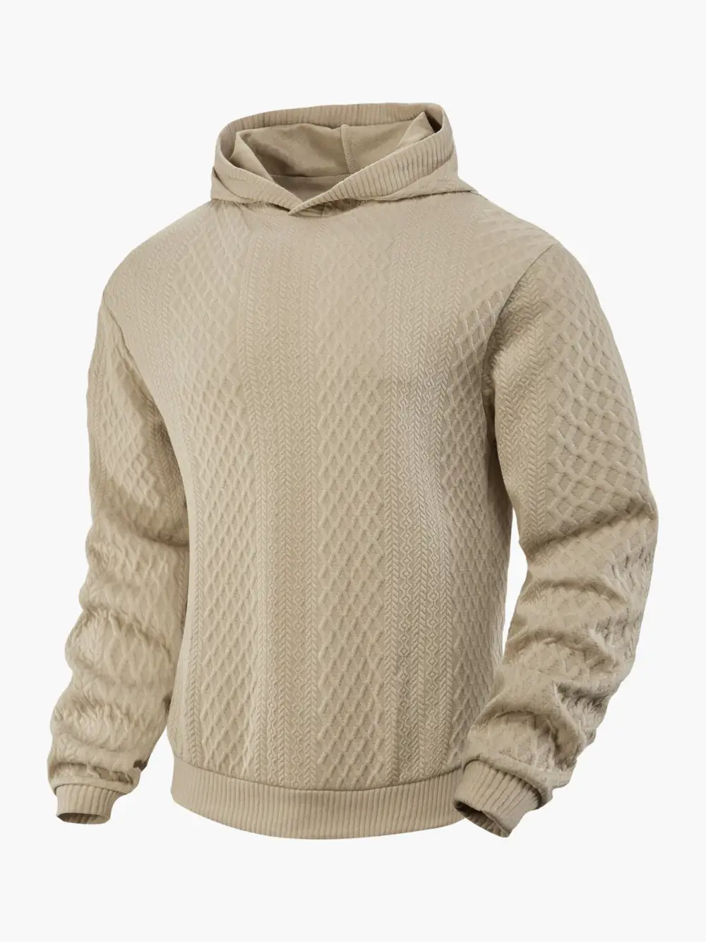 Men's Structured Funnel Neck Pullover with Hood and Honeycomb Jacquard Utility Shirt
