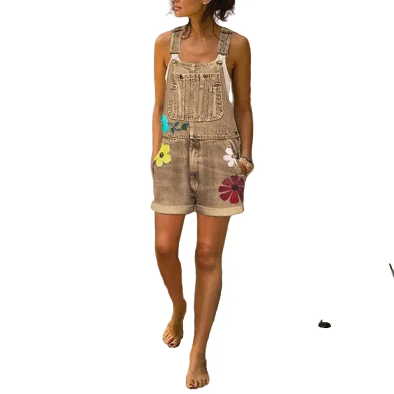 Women' Printed Slim Fit Bib Shorts