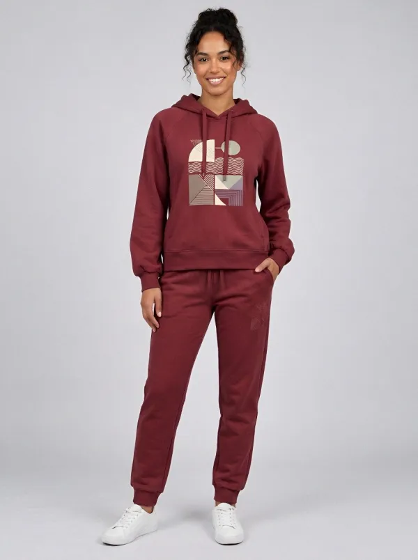 Women's Dusty Rose Drawstring Hood Solid Hoodie & Pants Set