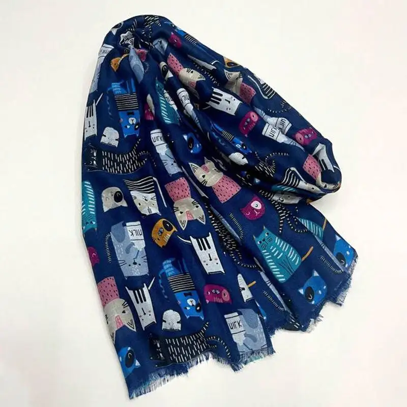 Playful Cat Print Scarf