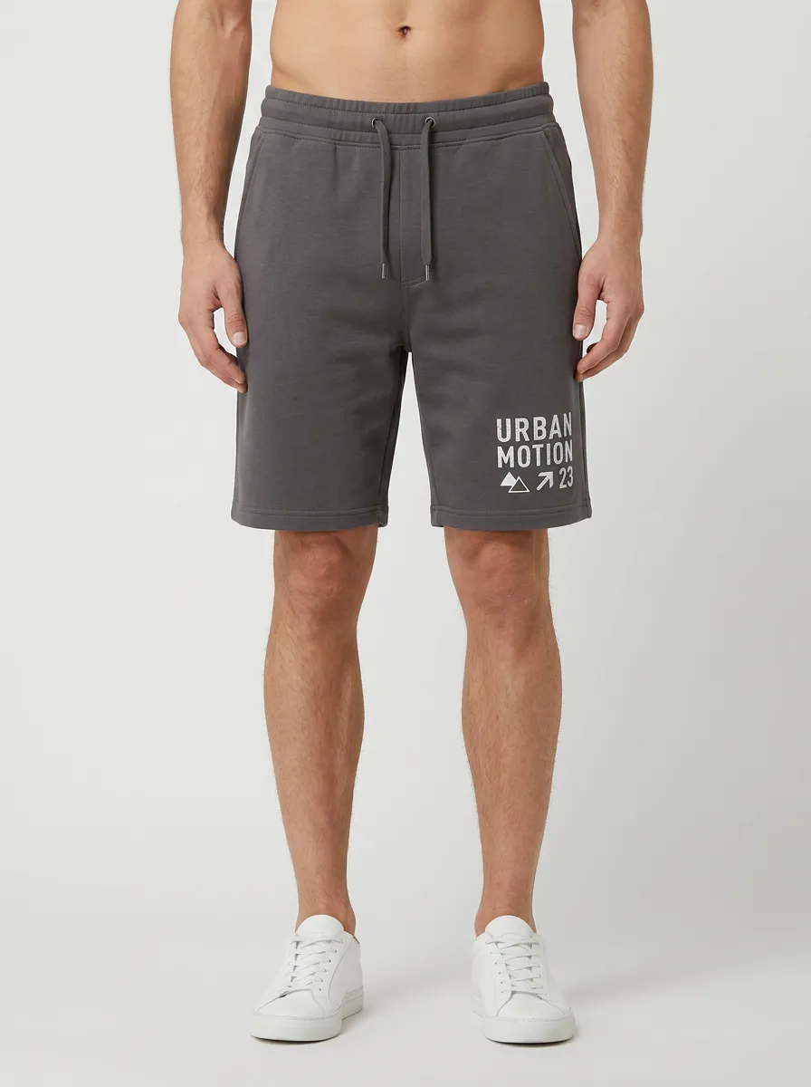 Men's Geometric Elastic-Waist Printed Sweat Shorts