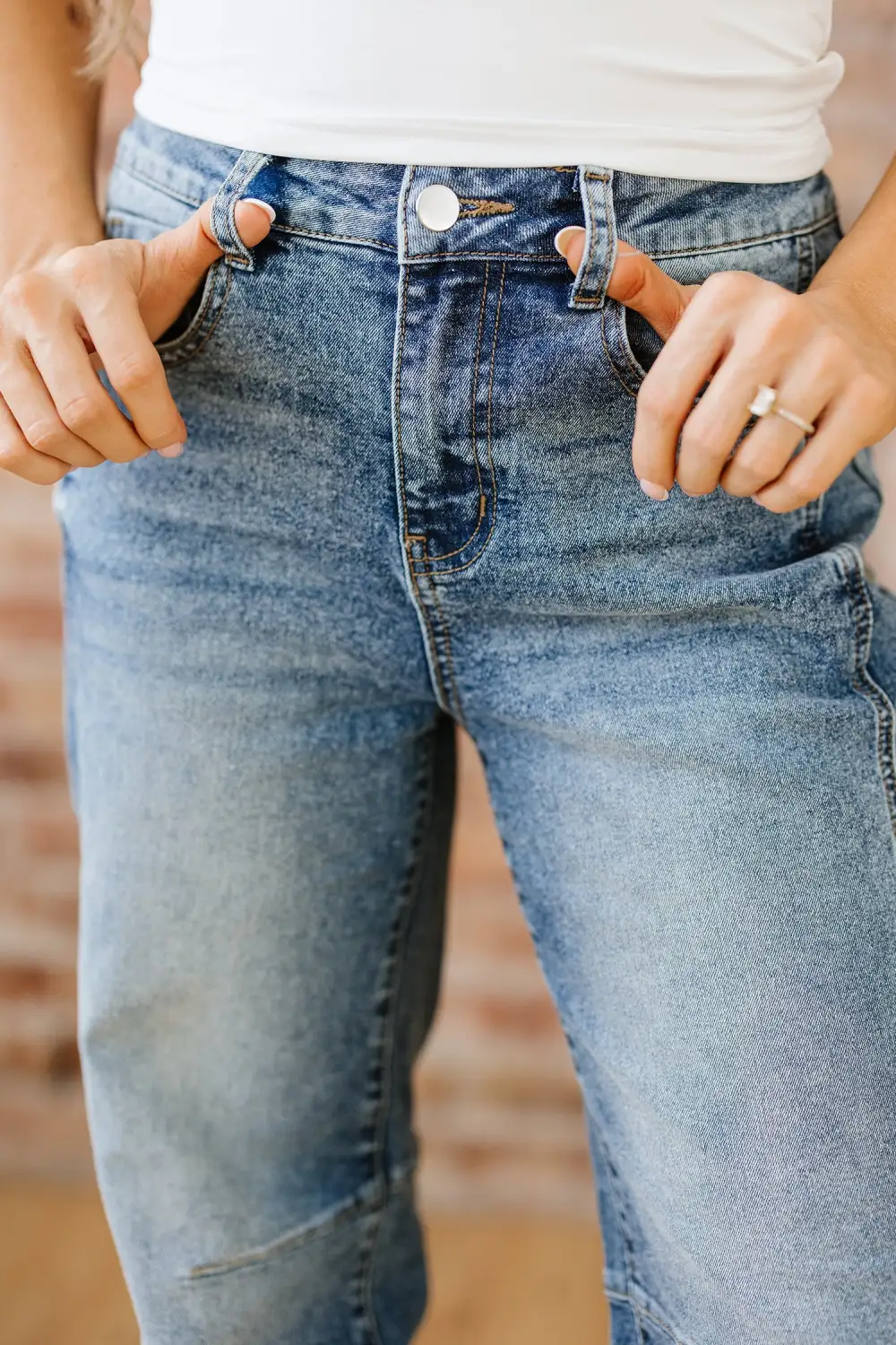 Vintage Washed Seam Detail Shift Jeans