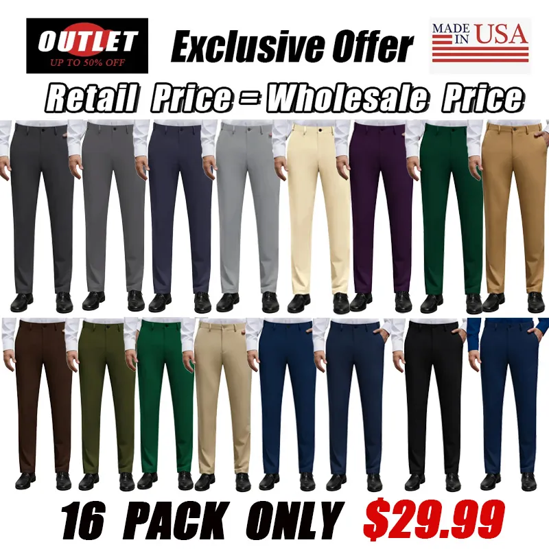 Men's Stretch Dress Pants Wrinkle-Free Golf Pants