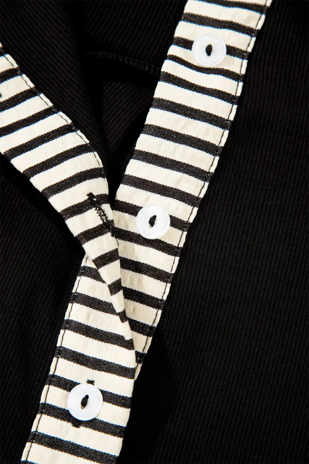 Striped Half Button Short Sleeve Mini Dress