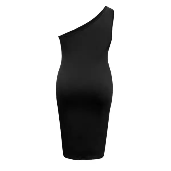 Plus Size Twisted One Shoulder Sleeveless Midi Dress