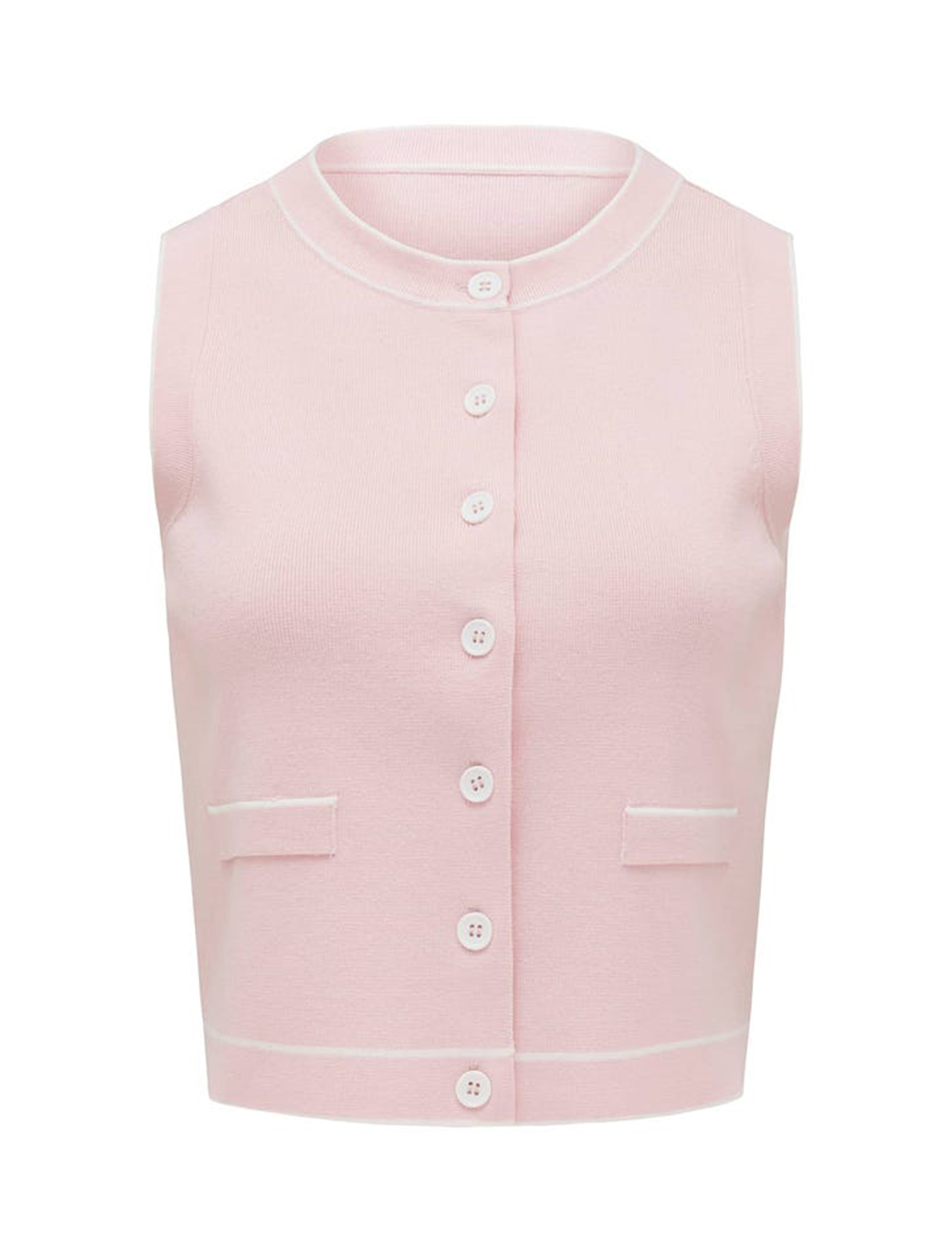 Tipped Button Through Knit Tank