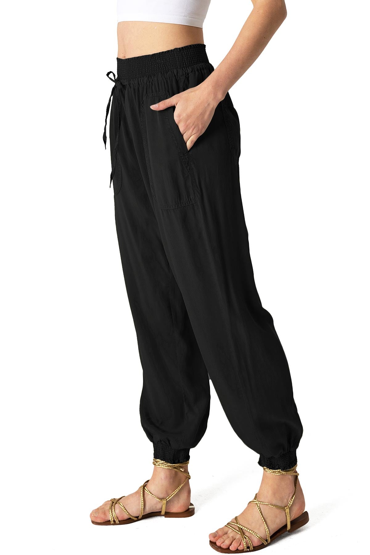 Light Blue Elastic - Waist Jogger Pants