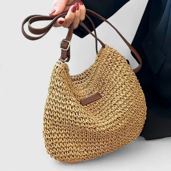 Pebbled Straw Handbag