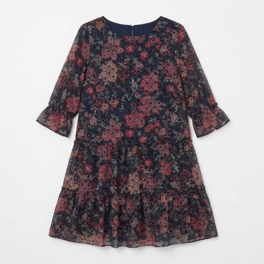 Tiered Floral Chiffon Midi Dress
