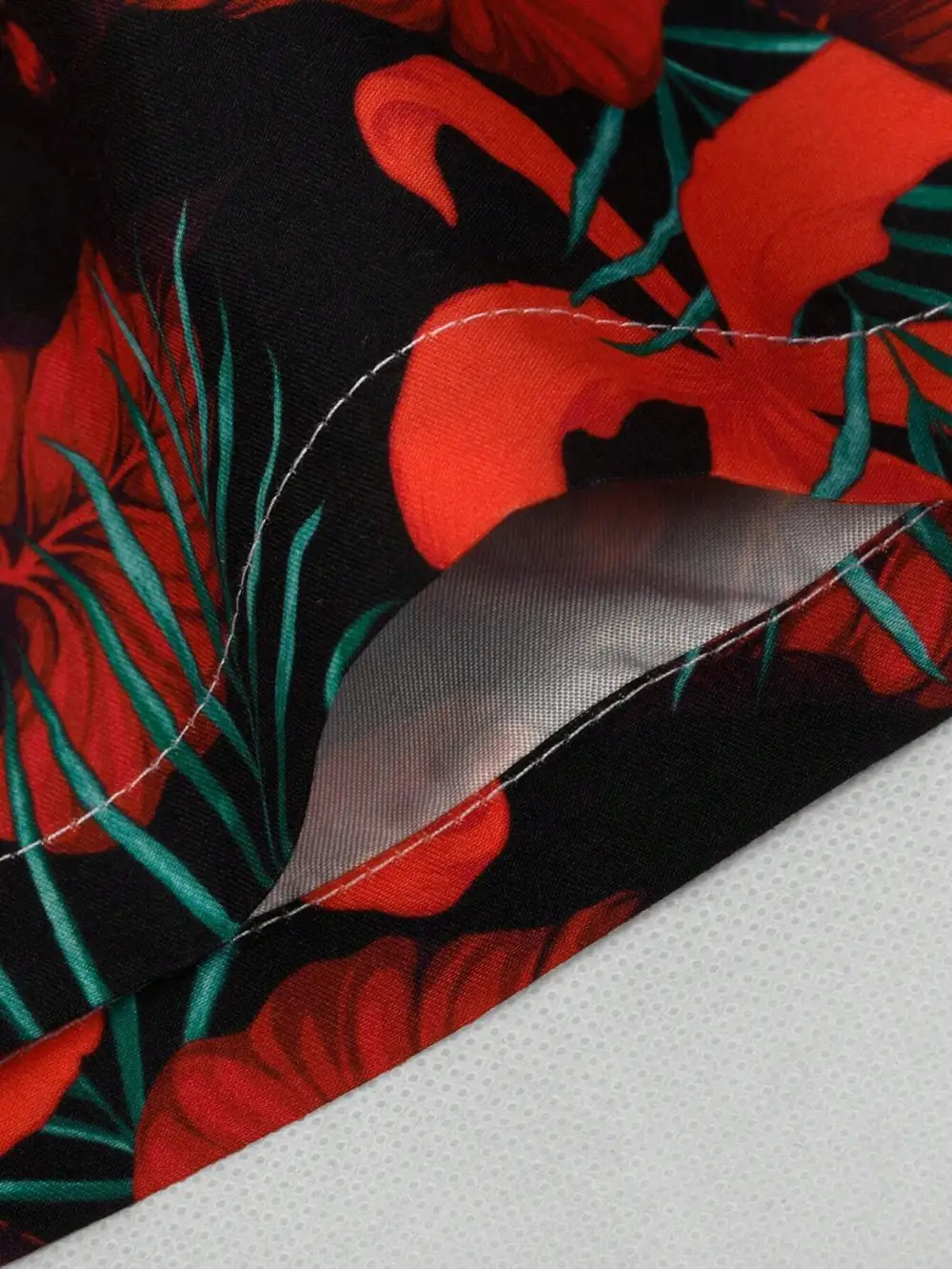 Men's Drawstring Allover Print Tropical Swim Trunks