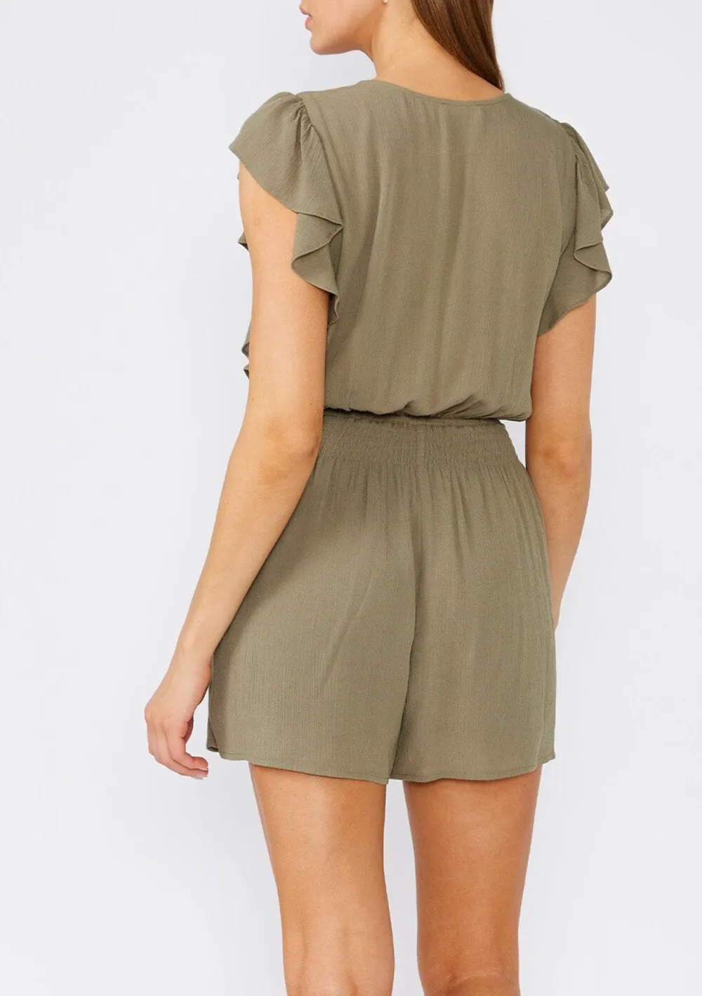 Crochet Smocked V-Neck Romper