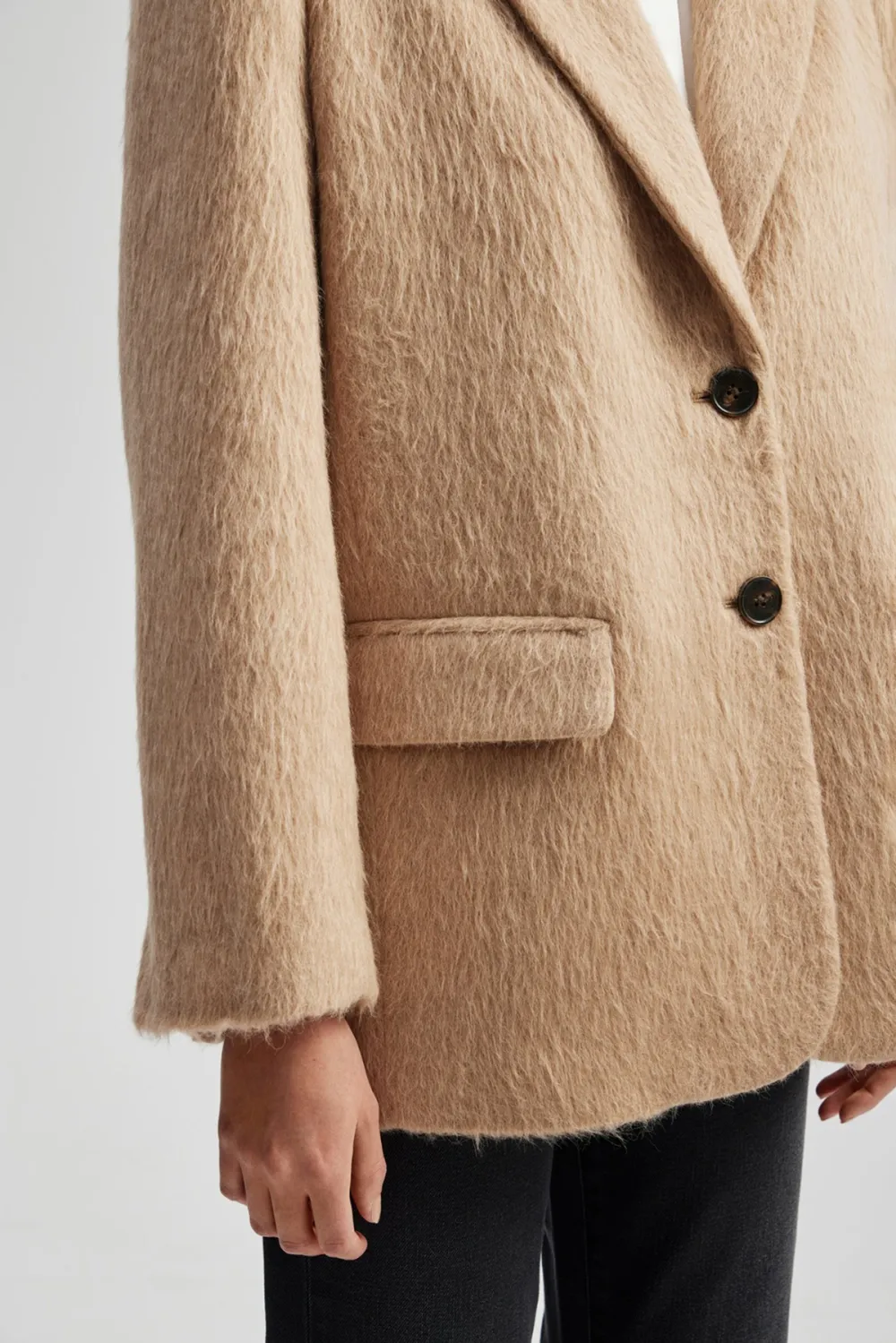 Fuzzy Wool Blend Blazer