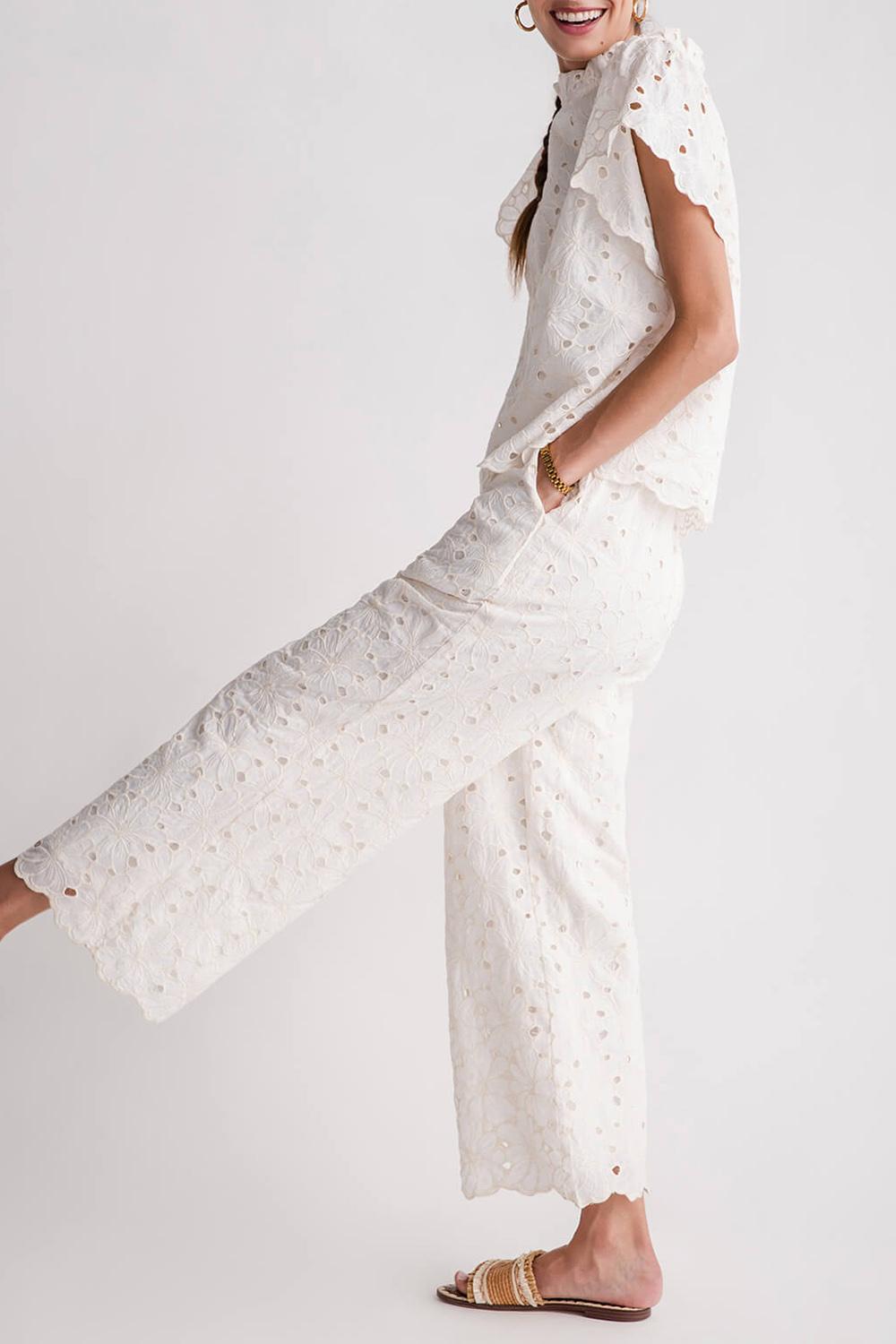 Casual Style Lace Pants - Ivory