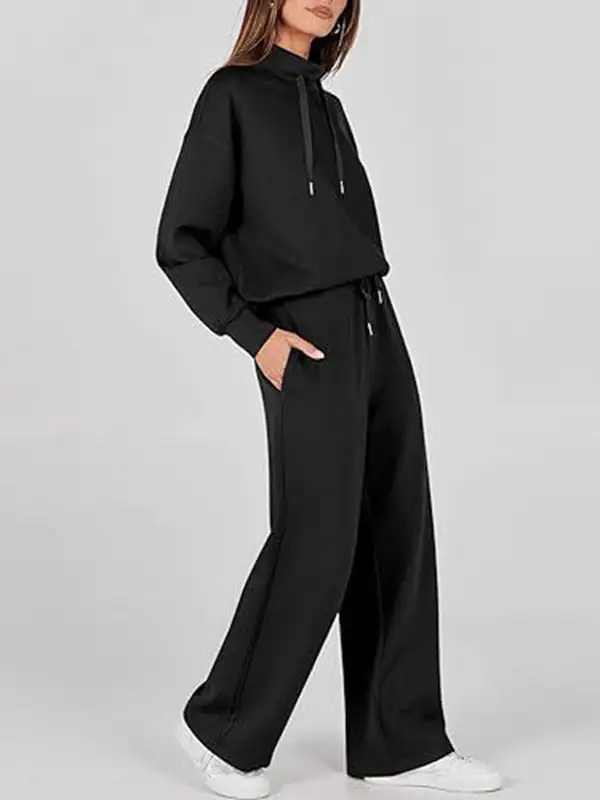 High Waist Long Sleeve Hoodie And Pants Set