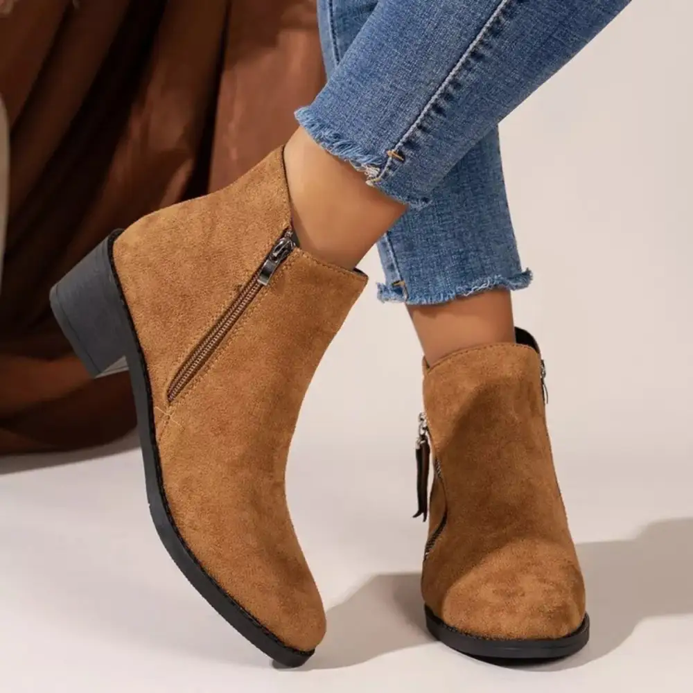 Fresh Point Toe Block Heels Boots