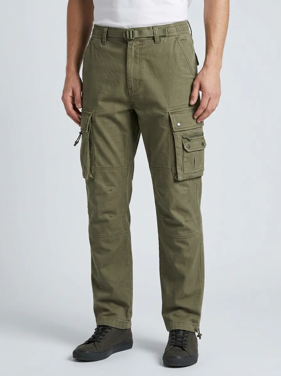 Men's Tactical Outdoor Olive Green Multi-Pocket Cargo Pants
