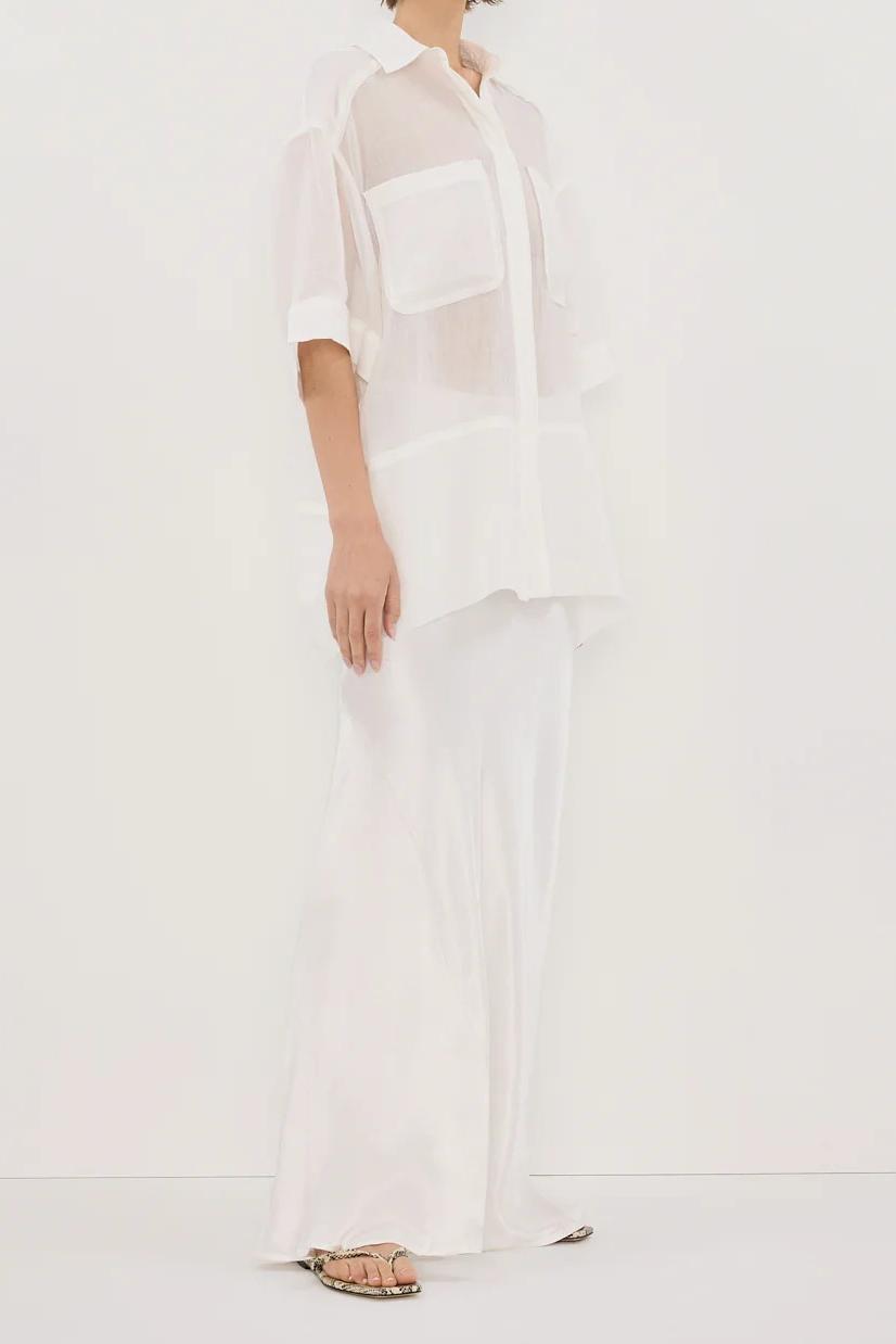 WHITE SATIN MAXI SKIRT