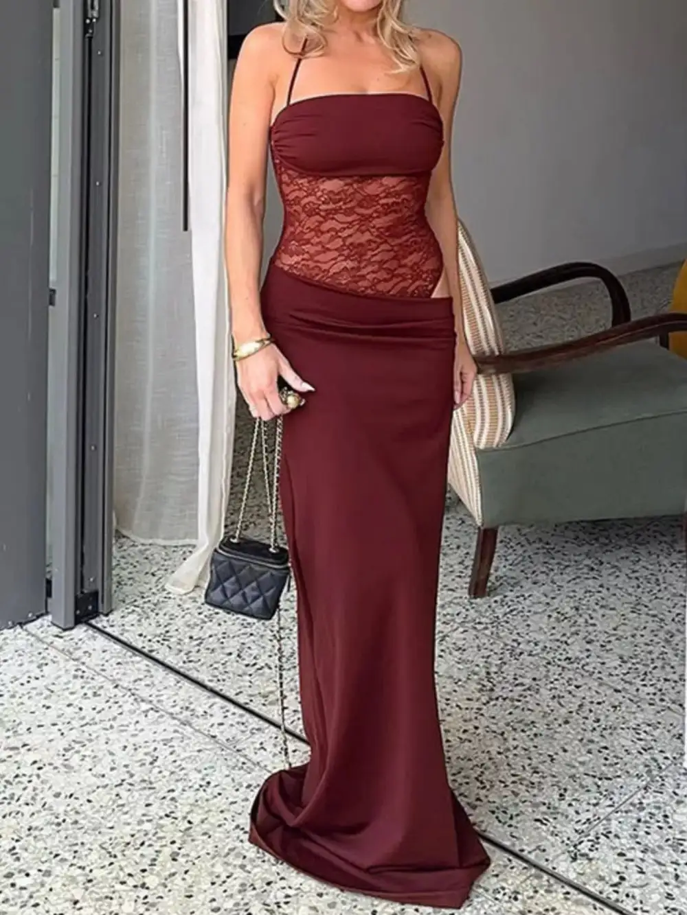 Clean Line Lace Maxi Dress