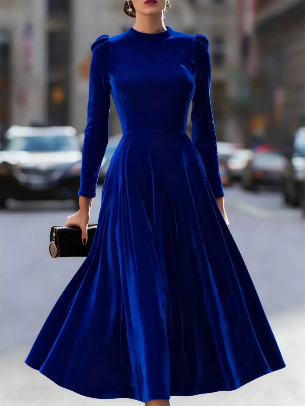 Velvet Long Sleeve Dress Casual