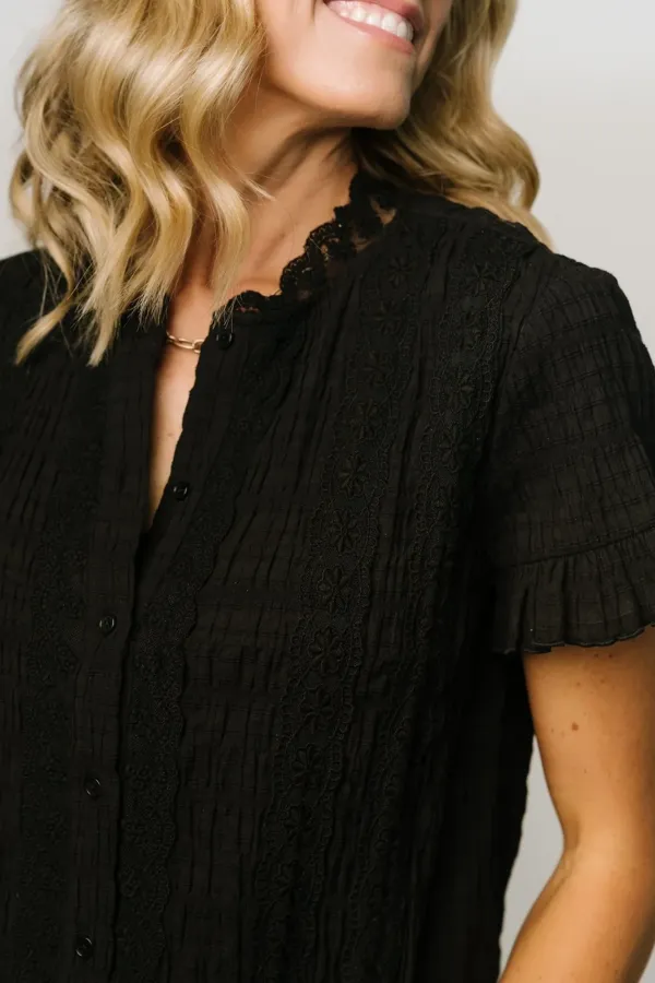 Simple Texture With Lotus Leaf Edge Shirt