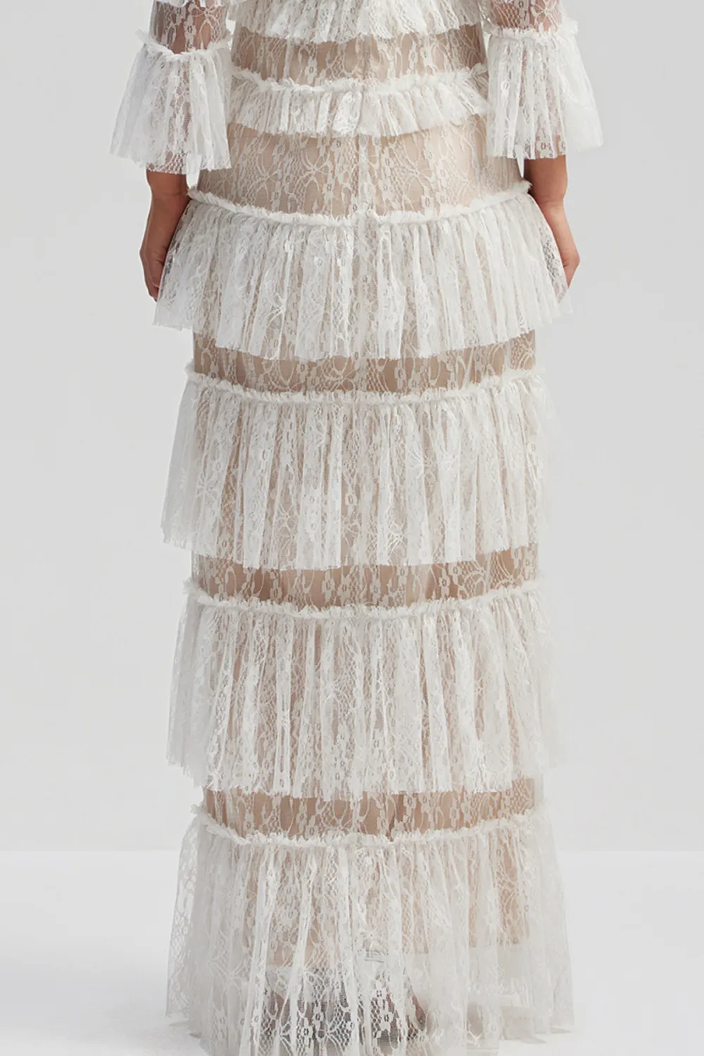 Tiered Ruffled Lace Maxi Dress