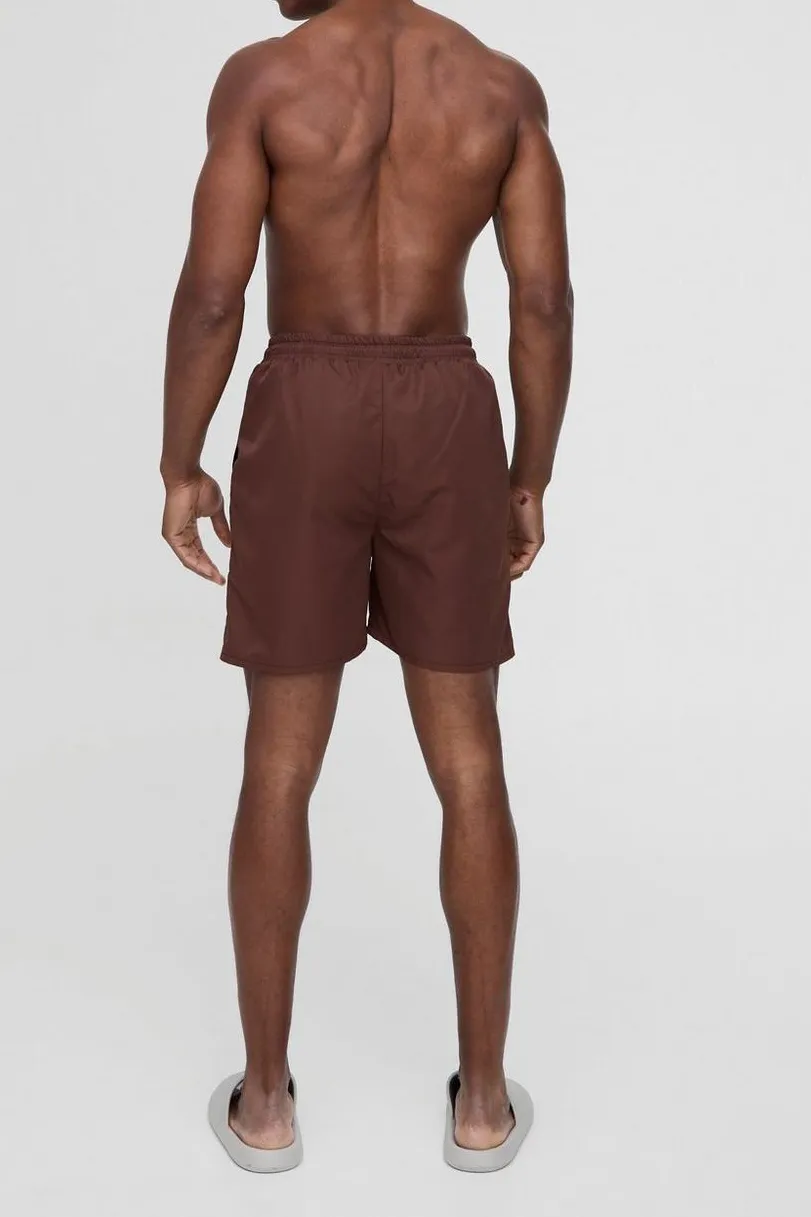 Mid Length Swim Trunks in Chocolate Casual Style