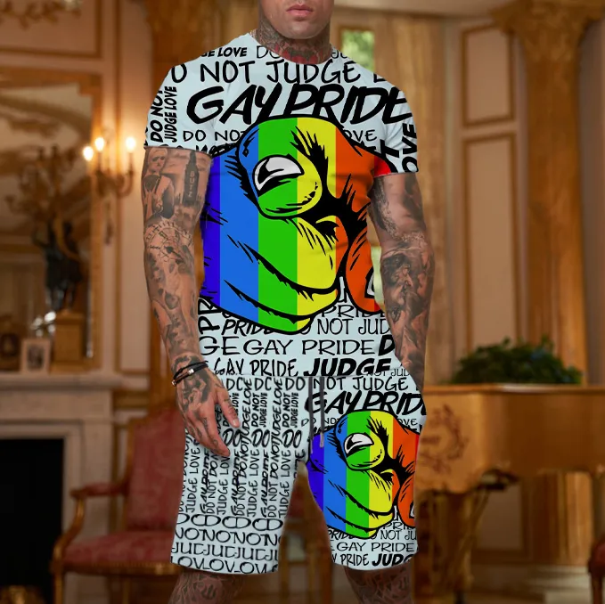 Men's Gay Pride Short-sleeved suit