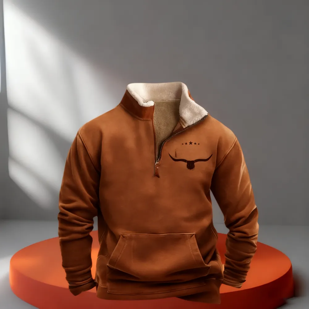 Mens Vintage Pullover 1/4 Zip Up Sweatshirt