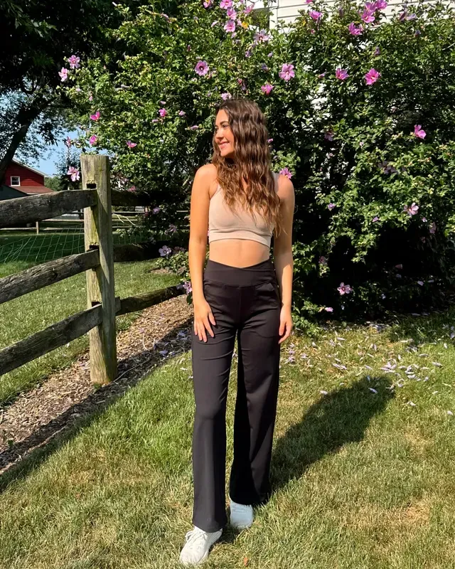 Women’s High-Waist Wide-Leg Yoga Pants – Petite to Tall with Pockets