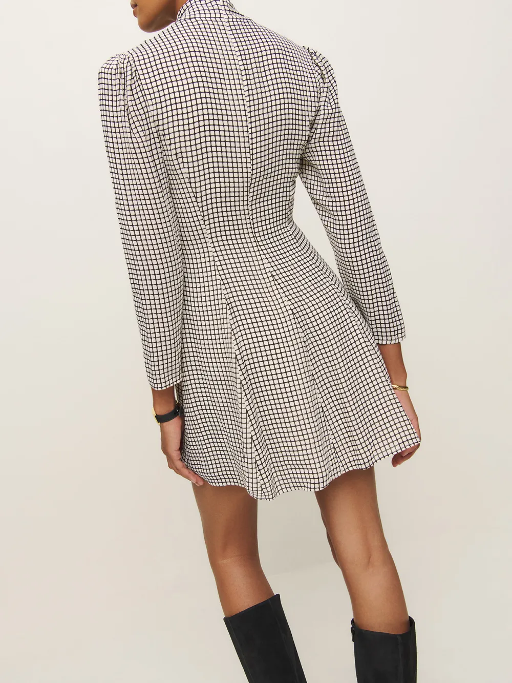 Tie Neck Long Sleeve Mini Dress