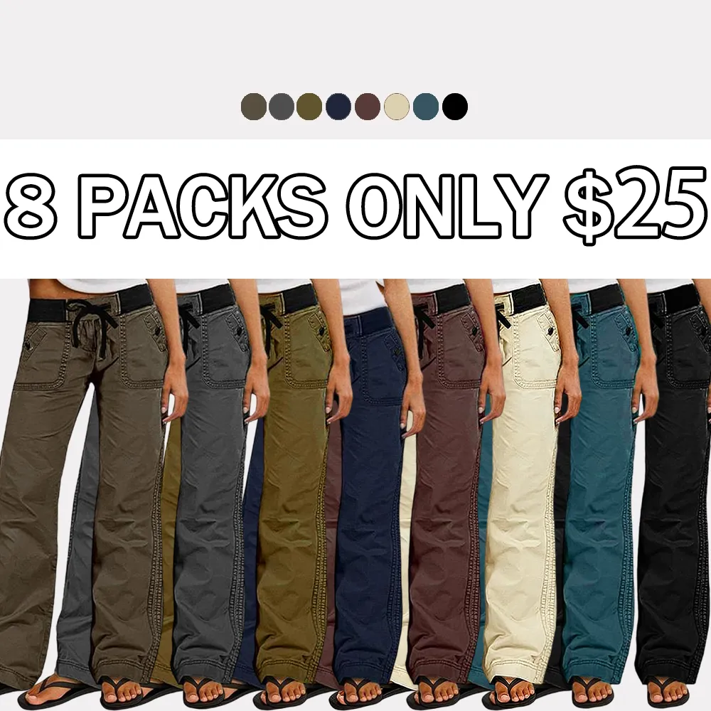 Solid Seam Detail Drawstring Mid Rise Straight Leg Pants