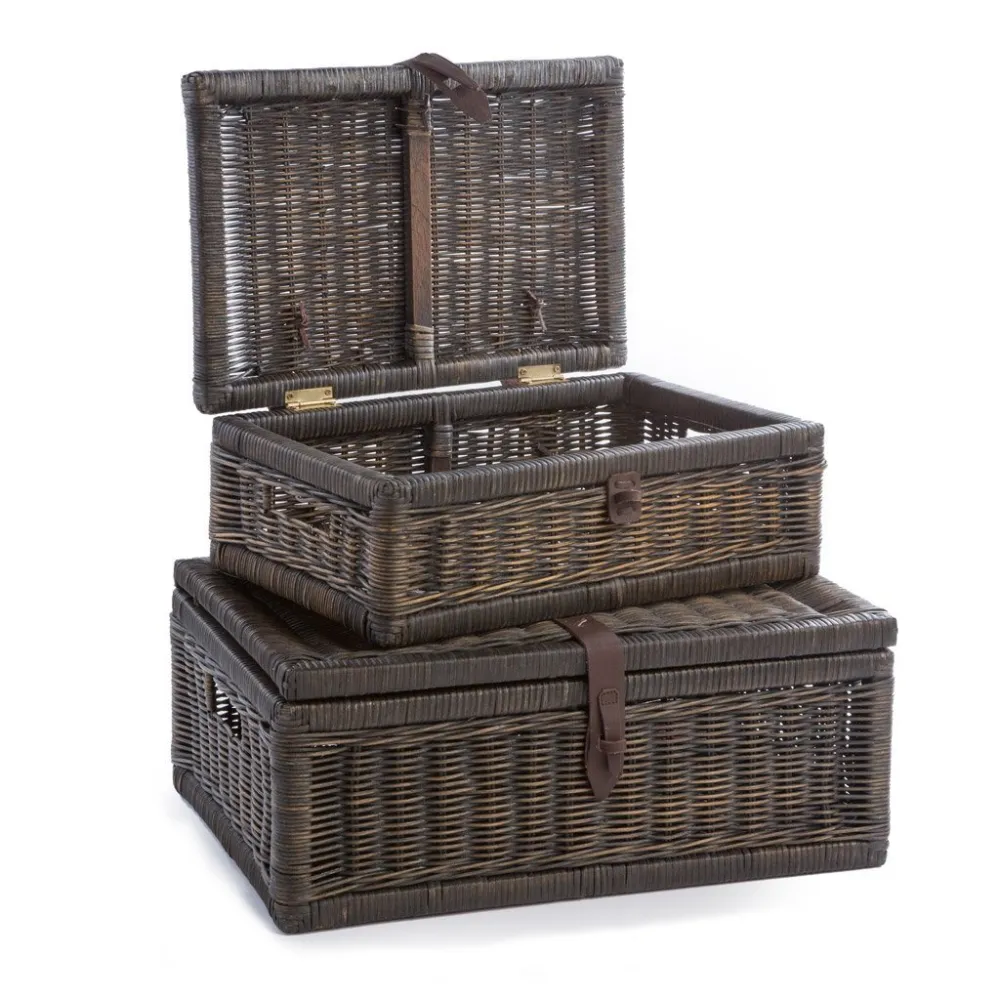 Covered Wicker Storage Basket