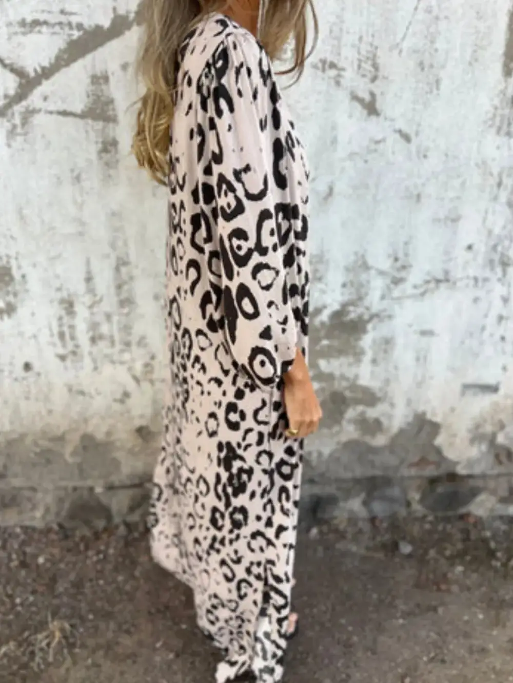 V-Neck Printed Midi Dress