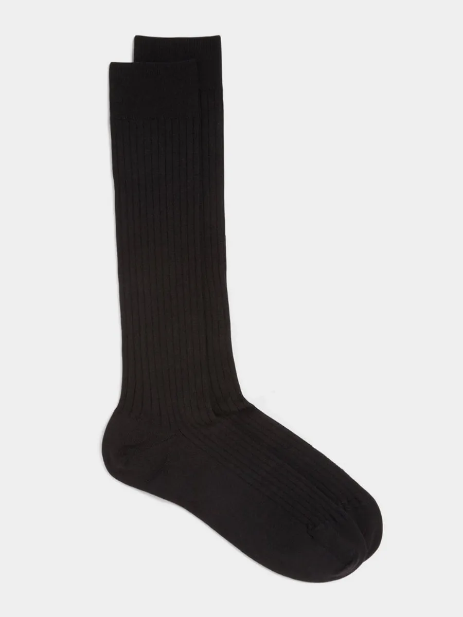 Classic Black Ribbed Socks