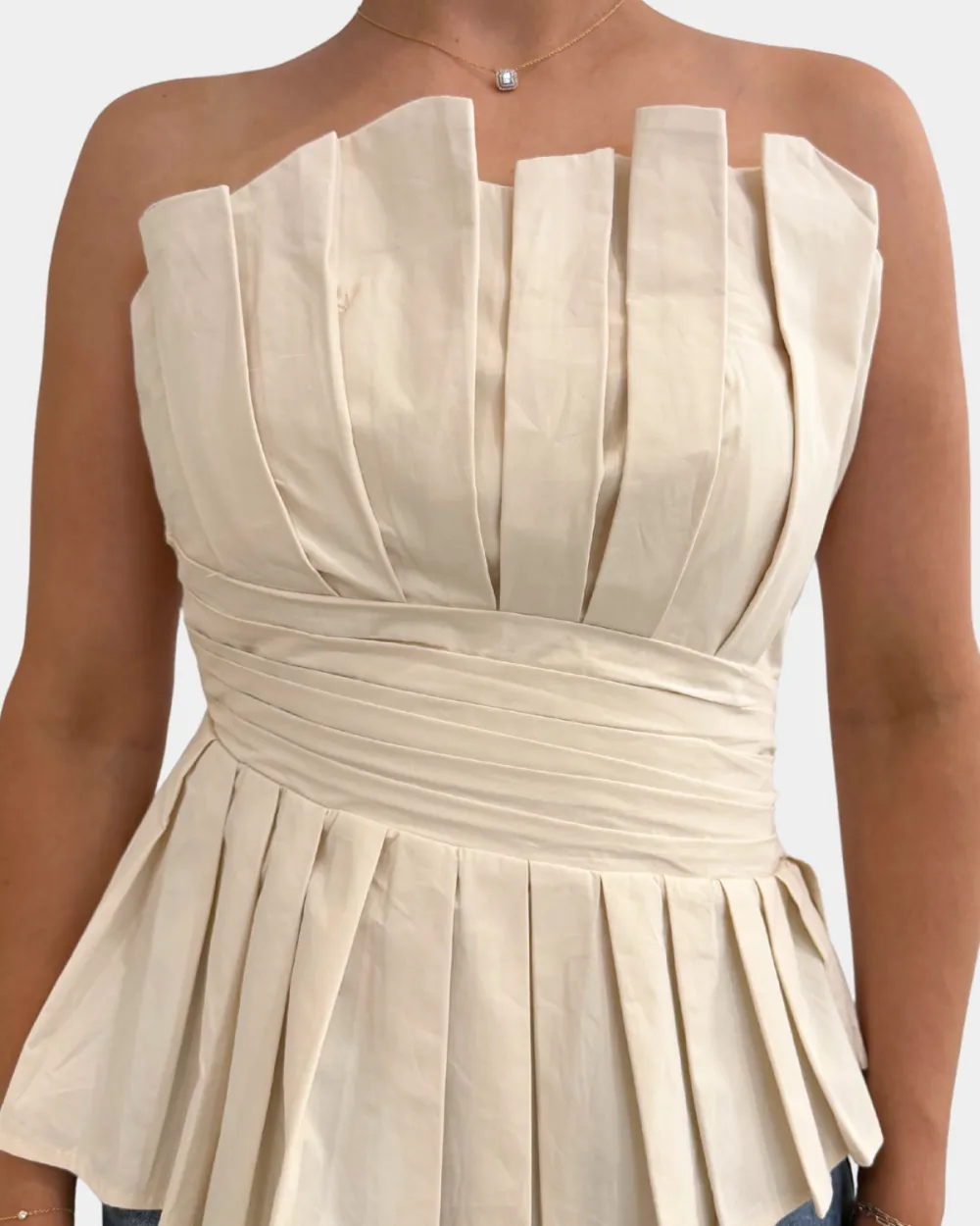 Pleated Strapless Top