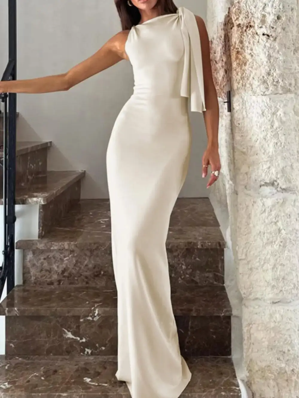 Sleeveless Maxi Dress with Draping Detail