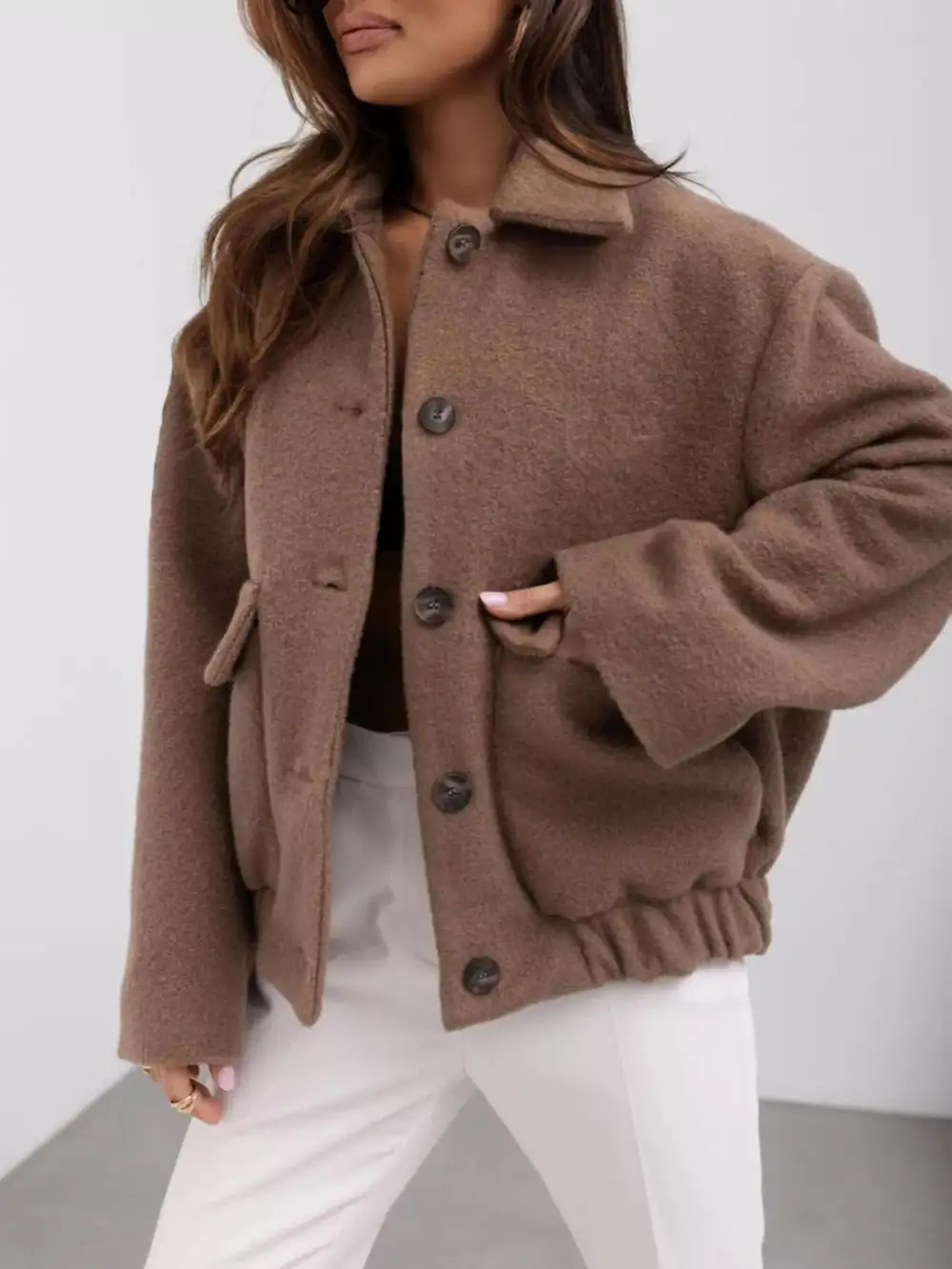 Button Down Long Sleeve Outerwear Jacket