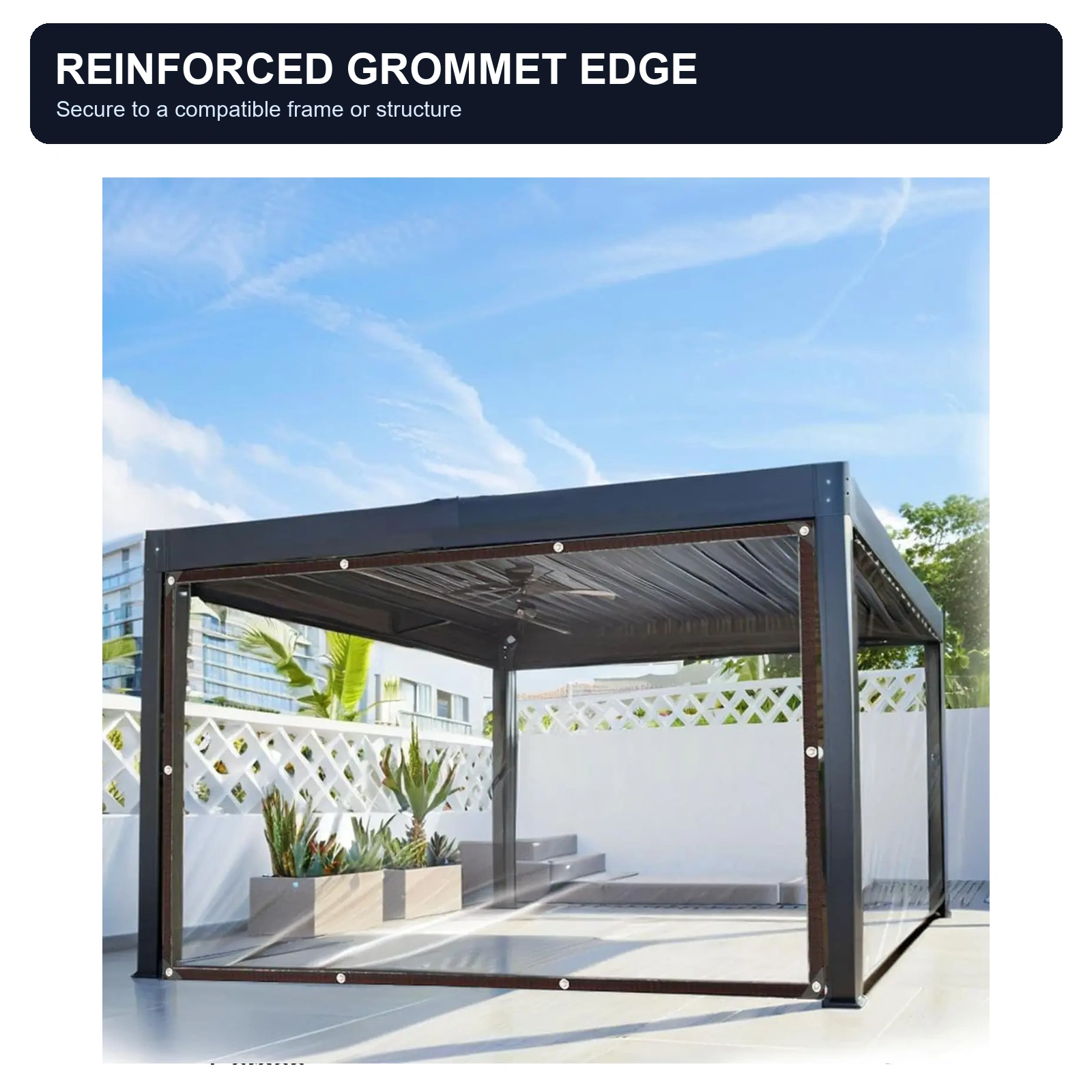 10 x 13 ft Clear Outdoor Tarp - 1 or 2 Pack - Reinforced Grommet Edge