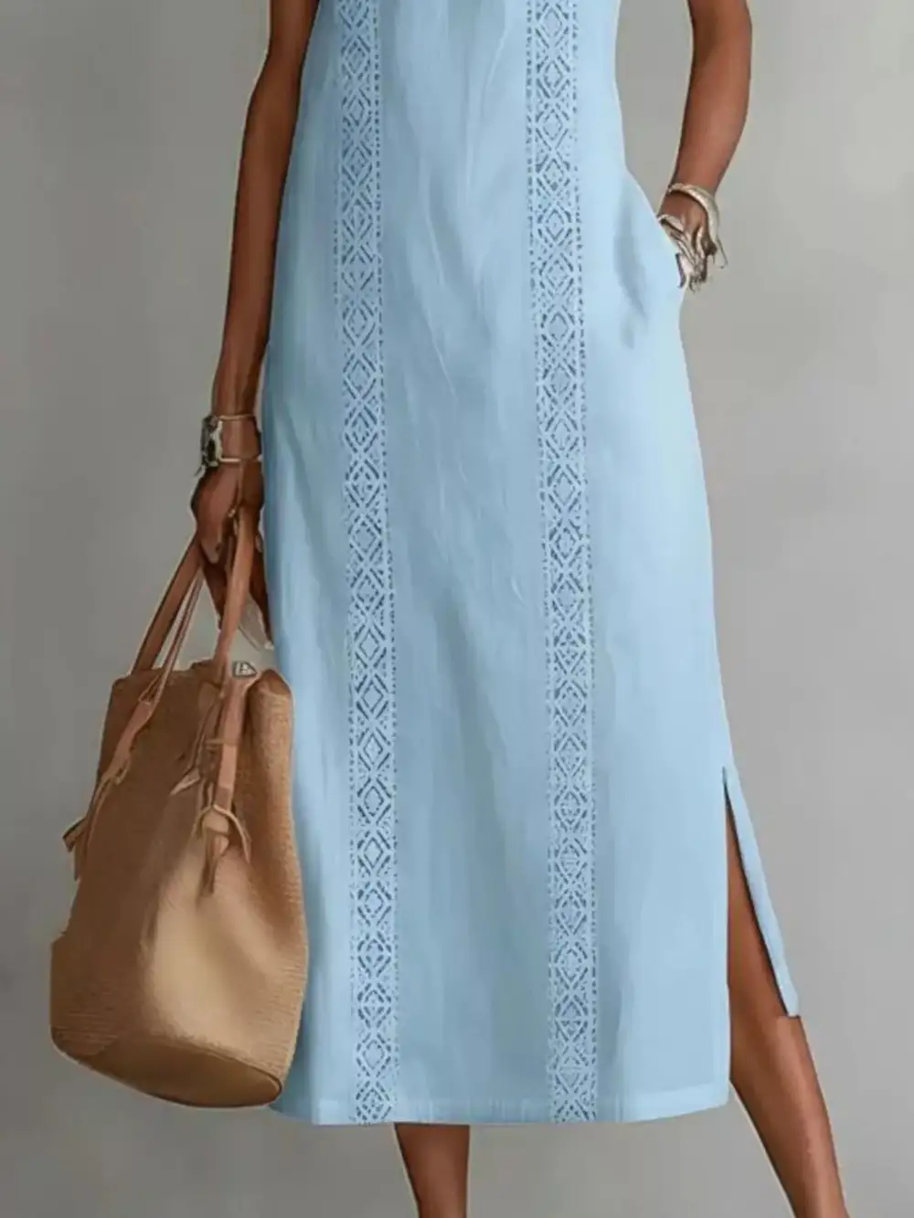 Slit Sleeveless Midi Dress