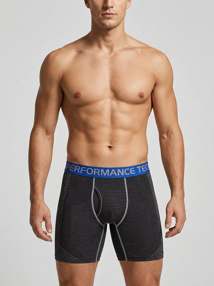Men's Performance Tech Athletic Grey Printed Boxer Briefs